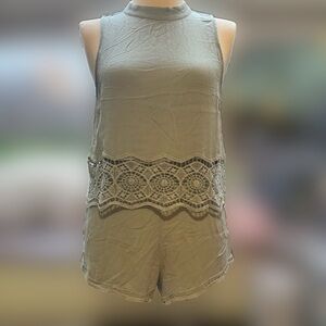 Kendall & Kylie Mint Green Crochet Matching Set Tank and Shorts Size Large